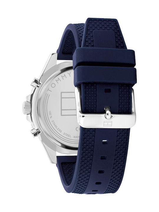 Tommy Hilfiger Larson Watch Chronograph Battery with Blue Rubber Strap