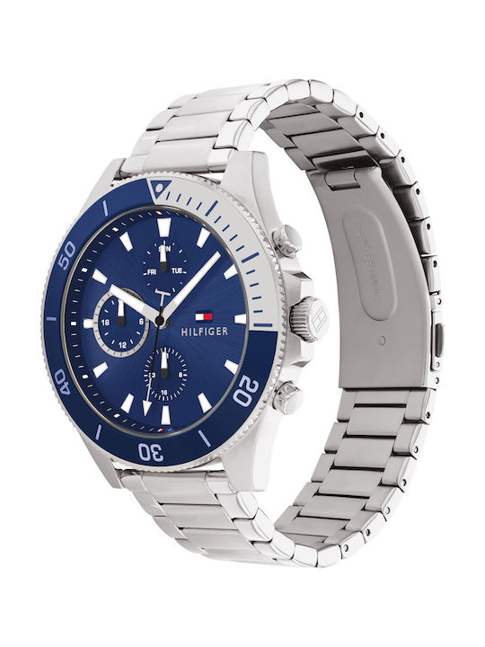 Tommy Hilfiger Larson Men's Watch 46mm Chronograph Battery with Silver Metal Bracelet