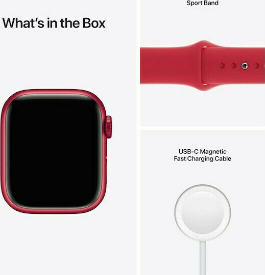 Apple Watch Series 7 Aluminium 45mm Waterproof with Heart Rate Monitor (Product Red)