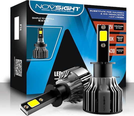 NovSight Car & Motorcycle H3 Light Bulb LED 6000K Cold White 12-24V 72W 2pcs