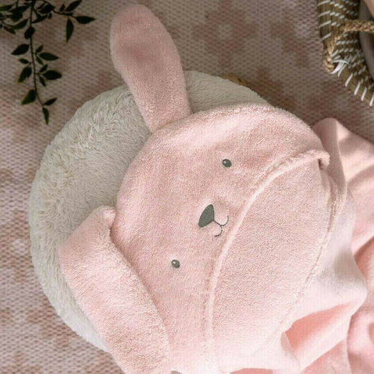 Mamas & Papas Hooded Baby Bath Towel Bunny Pink