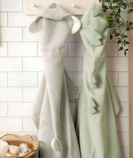 Mamas & Papas Hooded Baby Bath Towel Dinosaur Green