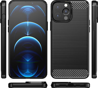 Powertech Carbon Silicone Back Cover Black (iPhone 13 Pro Max)