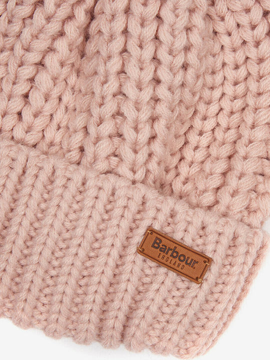 Saltburn Pom Pom Beanie Frauen Beanie mit Rippstrick in Rosa Farbe