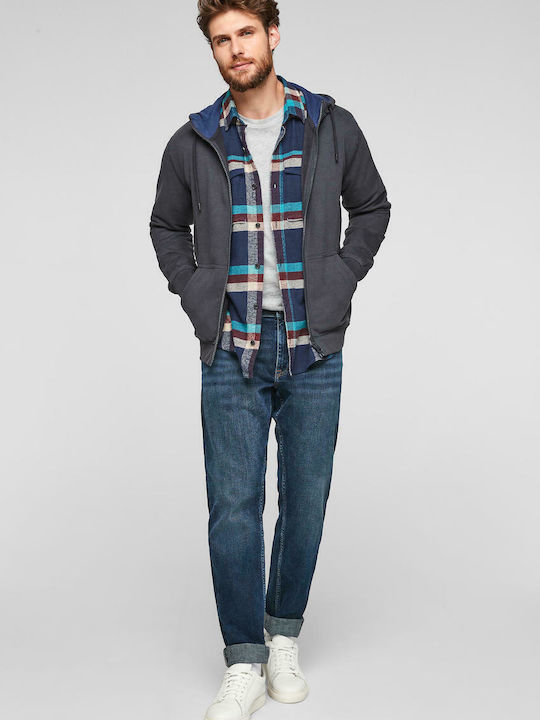 S.Oliver Men's Cardigan with Hood & Pockets Navy