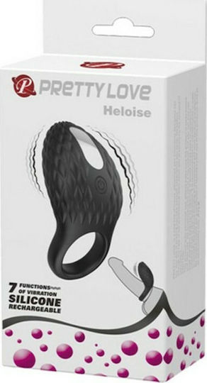 Pretty Love Heloise Silicone Vibrating Cock Ring Black