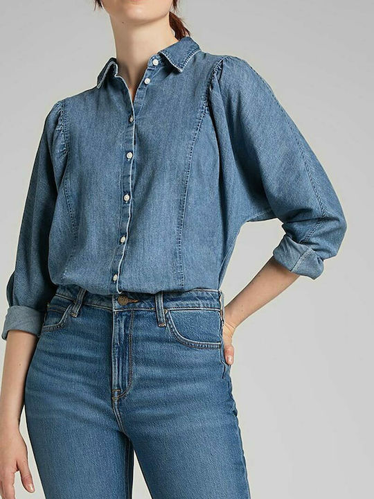 Women's Denim Long Sleeve Shirt Blue