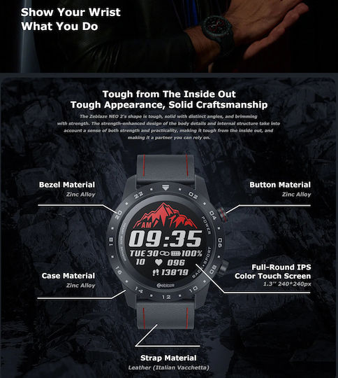 Zeblaze NEO 2 Smartwatch mit Pulsmesser (Schwarz)
