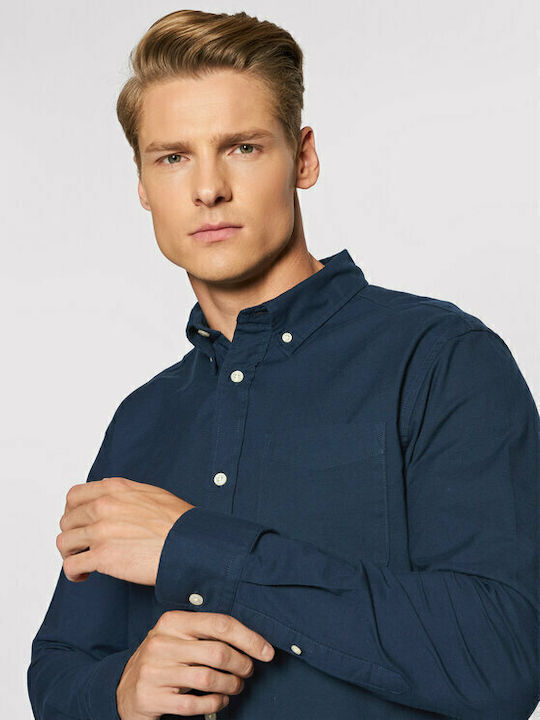 Long-sleeved Cotton Shirt Navy Blazer