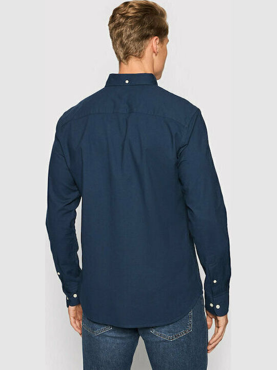 Long-sleeved Cotton Shirt Navy Blazer