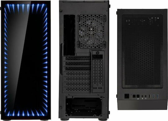 Kolink Void Rift Gaming Midi-Turm Computergehäuse mit Seitenfenster und RGB-Beleuchtung Schwarz
