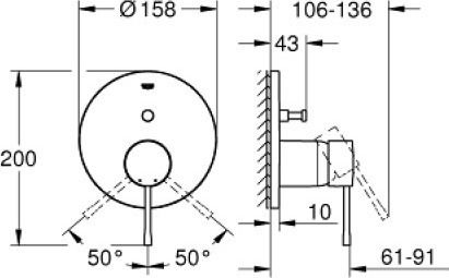 Grohe Essence New Built-in Faucet Mixer for Bathtub 2 Exits Gray