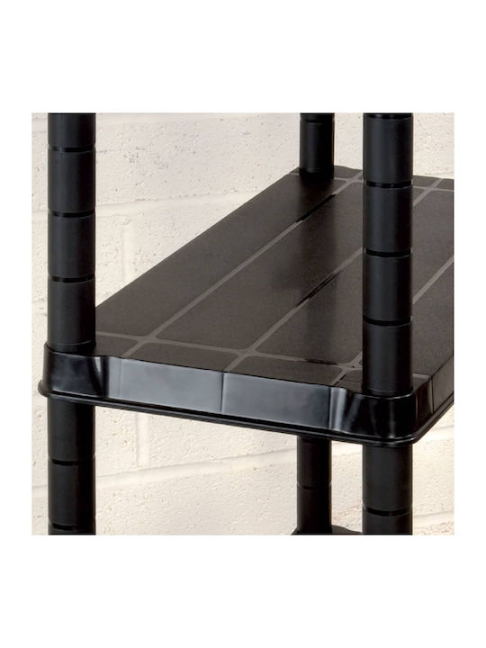 Plastic Outdoor Shelving Unit with 4 Shelves Black 183x30.5x130cm