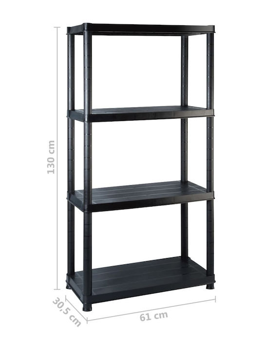 Plastic Outdoor Shelving Unit with 4 Shelves Black 183x30.5x130cm