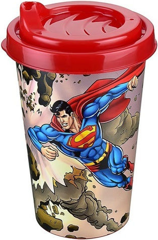 TnS Superman Κούπα Πλαστική με Καπάκι Πολύχρωμη