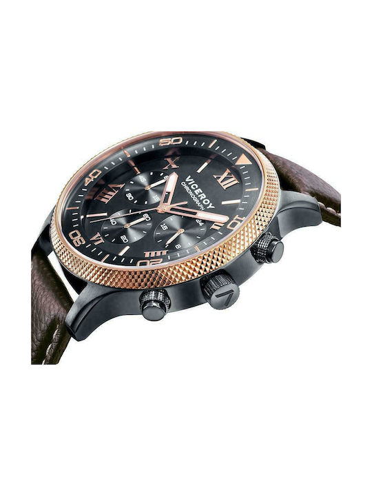 Viceroy Uhr Chronograph Batterie mit Braun Lederarmband