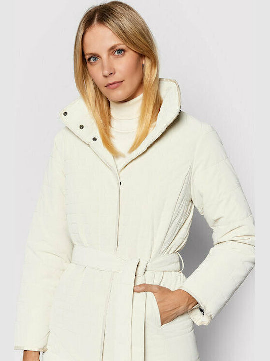 Granollers Women's Long Puffer Jacket for Winter Beige