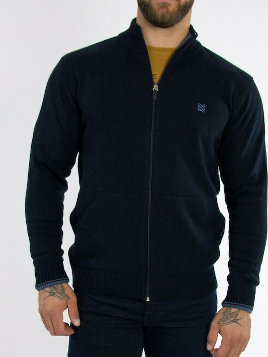 Men's blue wool cardigan with zipper Darious 1867G