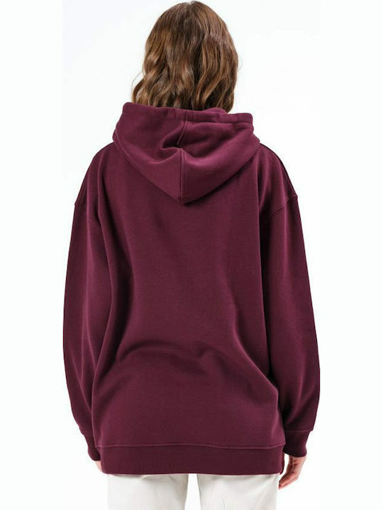 Long Women's Sweatshirt Hooded Wine