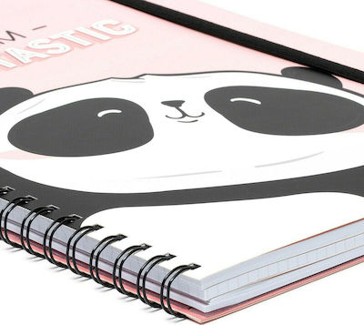 Legami Milano I am Pandastic Notebook Spiral A4 with Elastic Pink