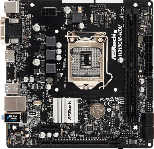 ASRock H310CM-HDV Motherboard Micro ATX με Intel 1151 Socket 90-MXB8J0-A0UAYZ