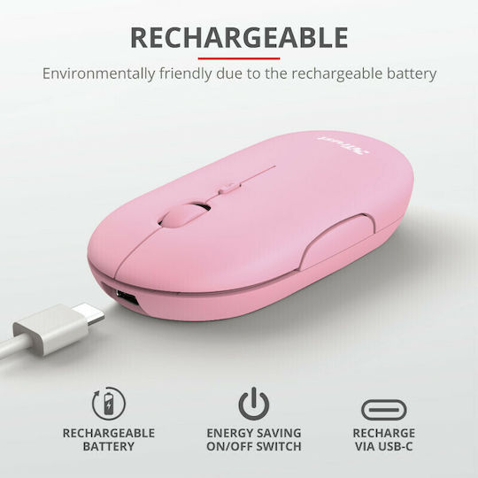 Trust Puck Rechargeable Kabellos Bluetooth Maus Rosa