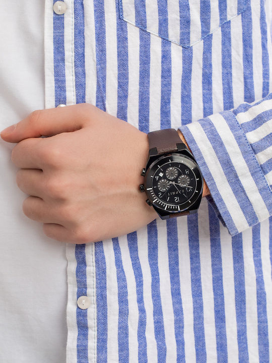 Esprit Strike Chrono Ρολόι Μπαταρίας με Δερμάτινο Λουράκι