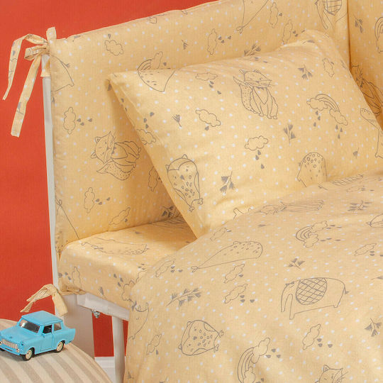 Melinen Happy Baby Sheet Cradle Cotton Yellow 85x110cm