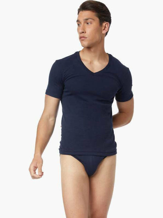 Men's Undershirts Short-sleeved in Navy Blue Color 2Pack