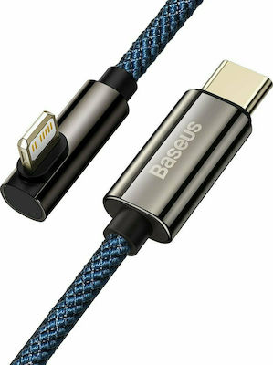 Baseus Legend Elbow Braided / Angle (90°) USB-C to Lightning Cable 20W Μπλε 2m (CACS000303)