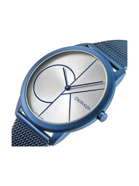 Calvin Klein Minimal Battery Watch with Metal Bracelet Blue