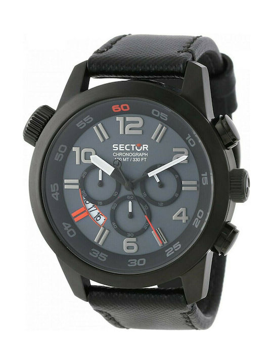 Sector Watch Chronograph Battery with Black Leather Strap