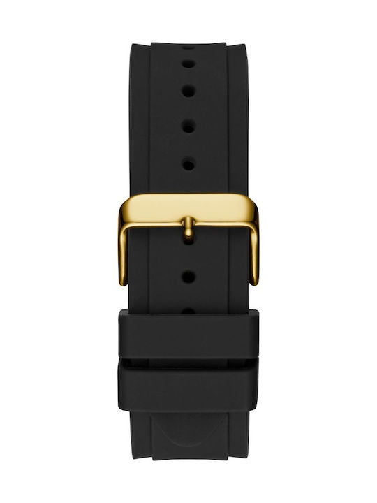 Guess Ανδρικό Ρολόι 46mm Χρονογράφος Μπαταρίας με Μαύρο Καουτσούκ Λουράκι