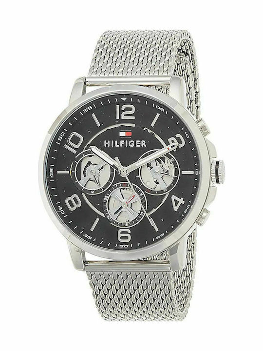 Tommy Hilfiger Keagan Mesh Men's Watch 45mm Chronograph Battery with Silver Metal Bracelet