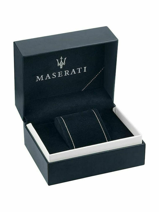 Maserati Traguardo Ανδρικό Ρολόι 45mm Χρονογράφος Μπαταρίας με Ασημί Μεταλλικό Μπρασελέ