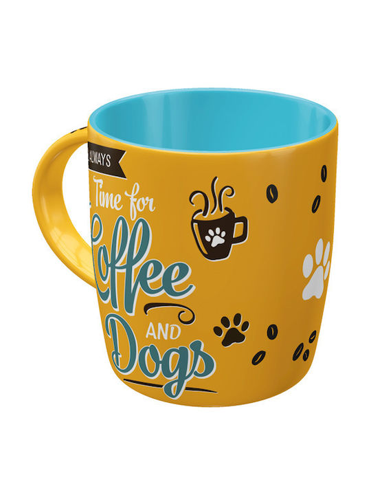 Nostalgic Art Coffee and Dogs Ceramic Cup Yellow 330ml