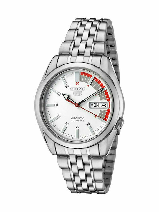 Seiko 5 Sports Men's Watch 37mm Automatic with Silver Metal Bracelet