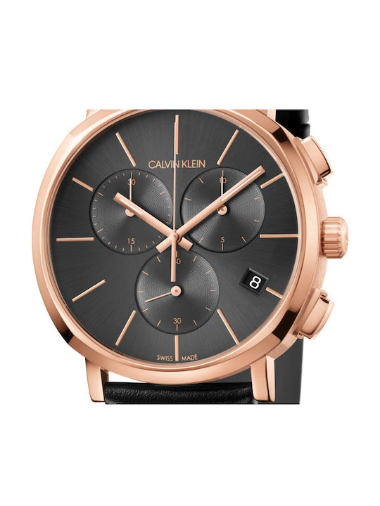 Calvin Klein Posh Men's Watch 43mm Chronograph Battery with Black Leather Strap