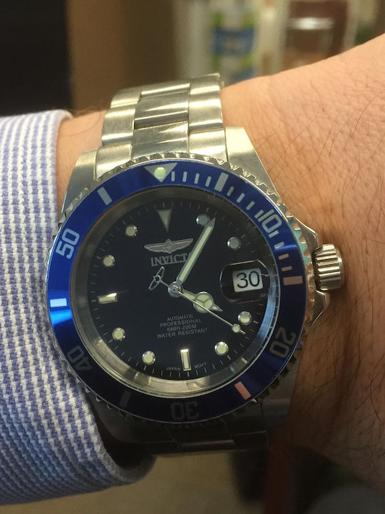 Invicta Pro Diver Мъжки Часовник 40мм Автоматичен със Сребърна Метална Гривна