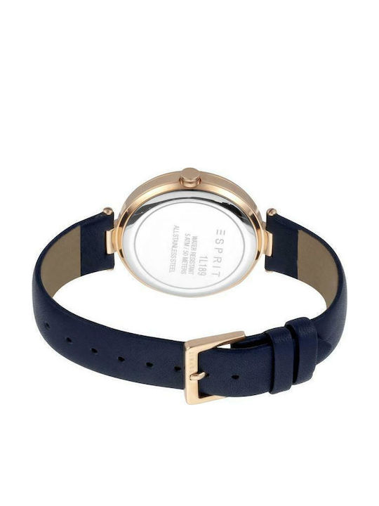 Esprit Betty Damen Uhr Chronograph mit Blau Lederarmband