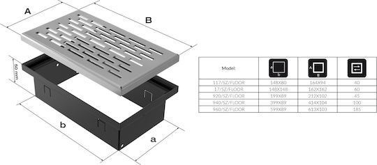 Kratki Τετράγωνη Περσίδα Τζακιού 17x17cm Inox