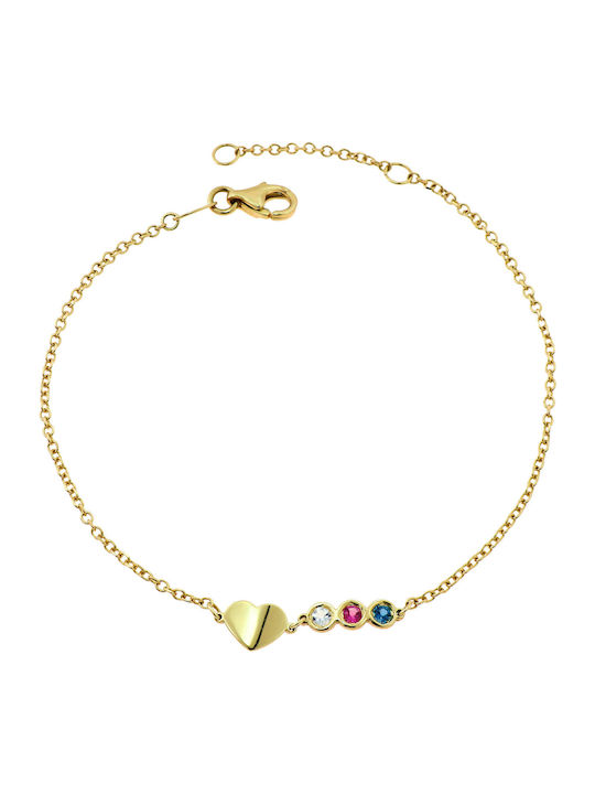 14K Gold Bracelet with 3 Birthday Stones (P-50752) / 14K Yellow Gold Bracelet