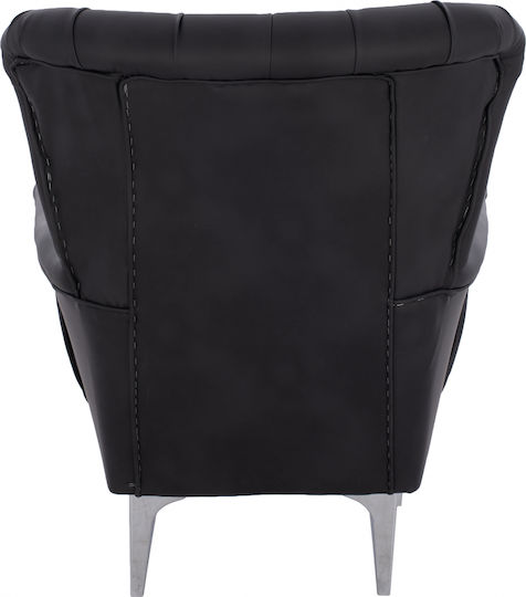 Chesterfield Bergère din Piele Ecologică Negru 87x88x100cm