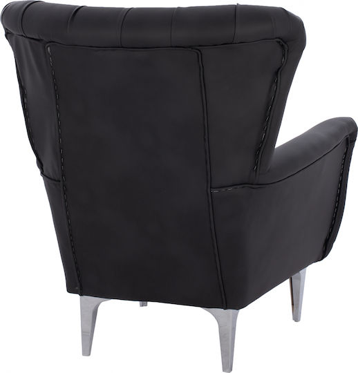 Chesterfield Bergère din Piele Ecologică Negru 87x88x100cm
