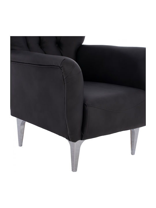Chesterfield Bergère din Piele Ecologică Negru 87x88x100cm