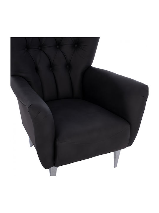Chesterfield Bergère din Piele Ecologică Negru 87x88x100cm