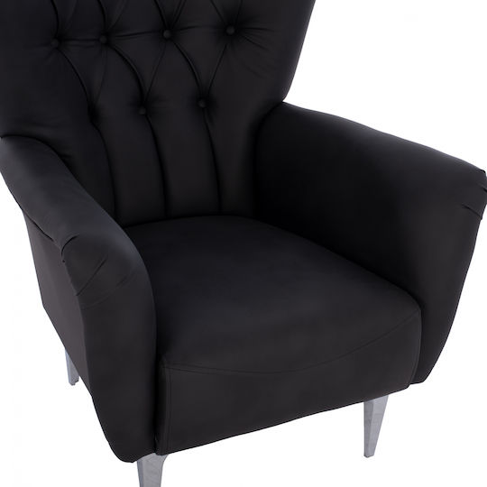 Chesterfield Bergère din Piele Ecologică Negru 87x88x100cm