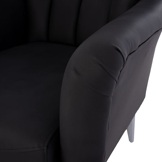 Chesterfield Bergère din Piele Ecologică Negru 87x88x100cm