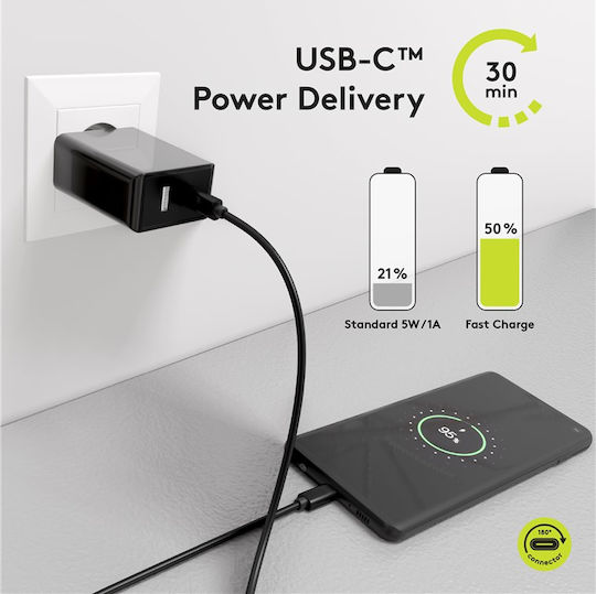 Goobay USB 3.2 Video Cable USB-C Male - USB-C 100W PD Black 1m