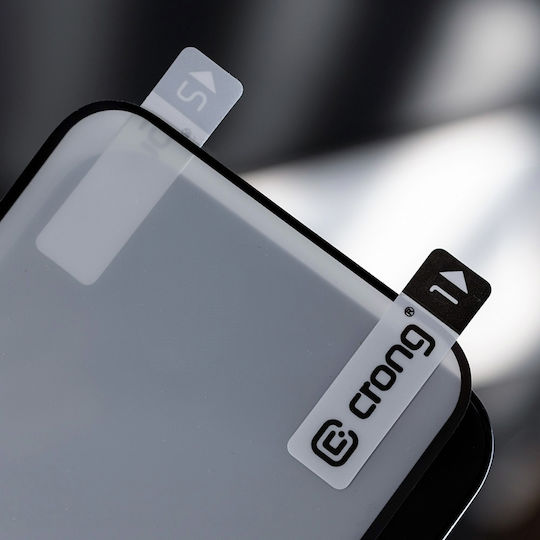 Crong 7D Nano Flexible Black 0.3mm Full Glue Full Face Tempered Glass (iPhone 17e / 16e / 14 / 13 / 13 Pro) CRG-7DNANO-IP13P